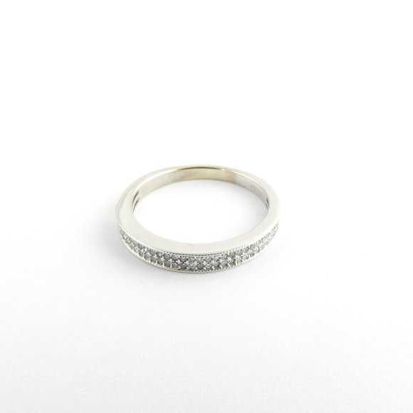 Vintage 14 Karat White Gold Diamond Wedding Band Size 7 #6187